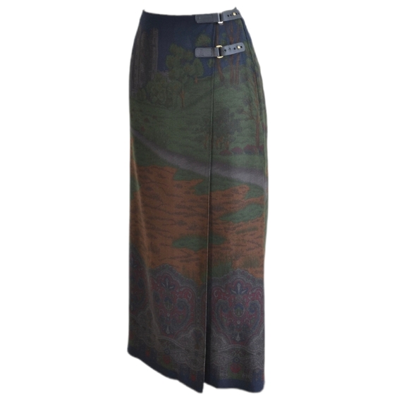 90'S Ralph Lauren Country Native Pattern Wool Wrap Mini Skirt Made in USA Women's M size /eaa514623 main image 1